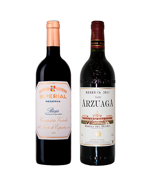Vinos tintos Arzuaga Reserva 2011 e Imperial Reserva 2011 Terravinos